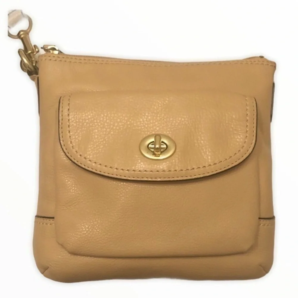 Coach front pocket turnlock leather crossbody bag